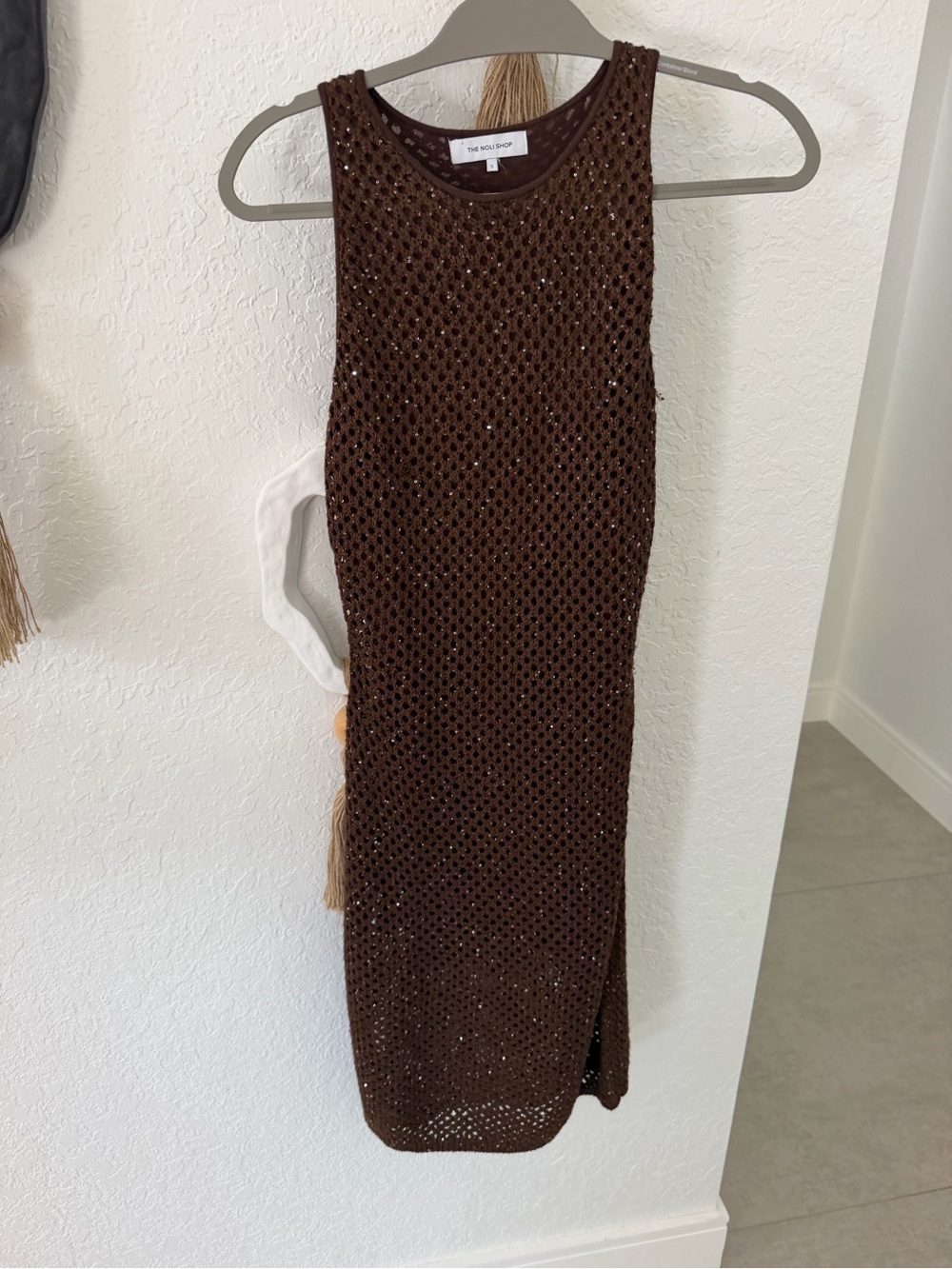 Brown Crochet Tank Dress